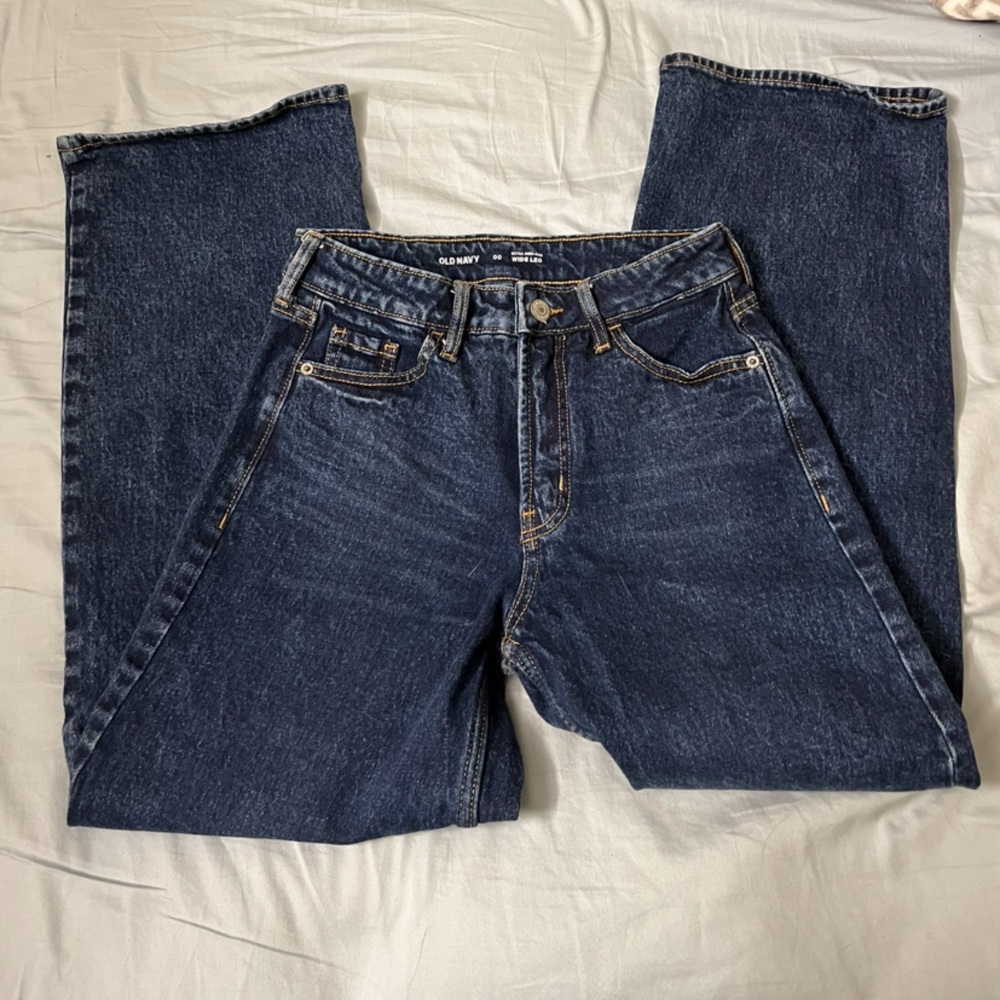 Dark Blue Wide Leg Old Navy Jeans, Sz 00
